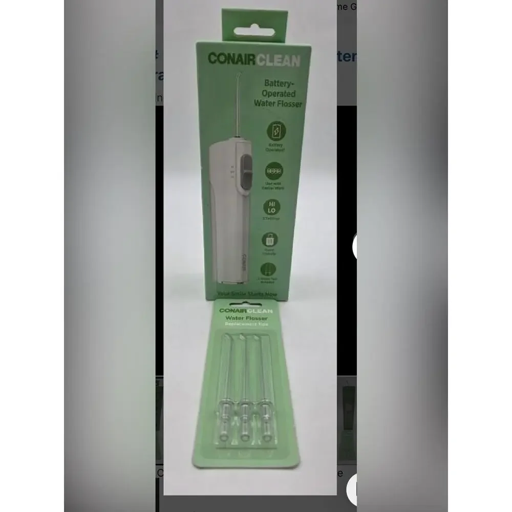 Conair Clean Battery Operated Water Flosser w/ 3 Replacement Tips NIB